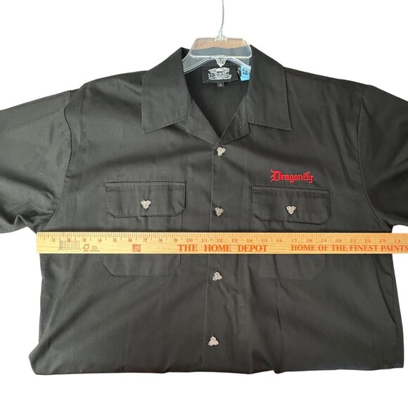 Dragonfly Mens Black Eagle USA Flag Engine Embroidered Button-Up Shirt Freedom t - Picture 7 of 8